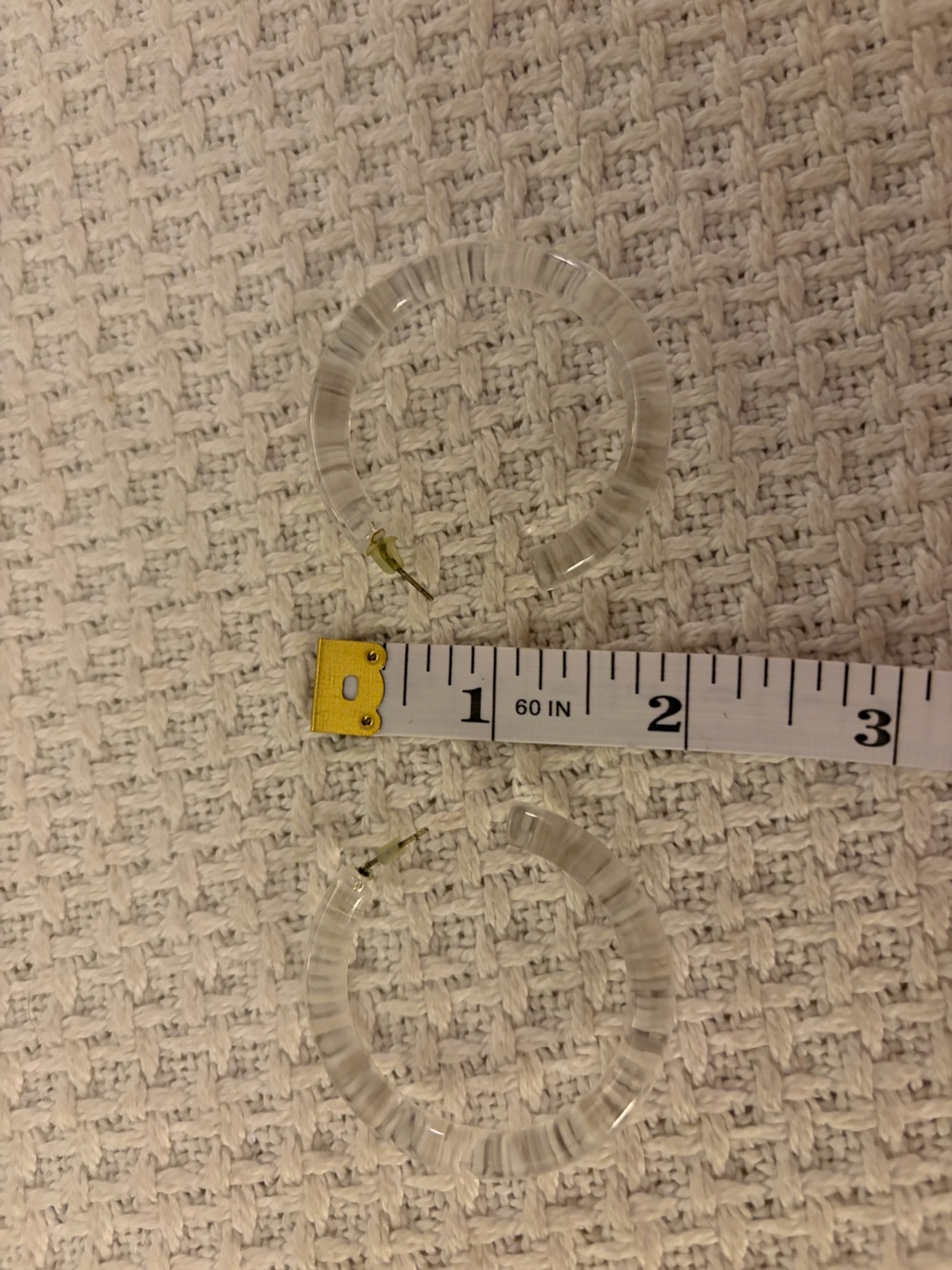 Clear Lucite Hoop Earrings with Gold Posts EUC versatile